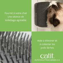 Cat Self Groomer, Eco-friendly Plastic Base Wall Corner Groomers, Gentle Massaging Soft Plastic Bristles Retain Hair During Use, Easy Installation