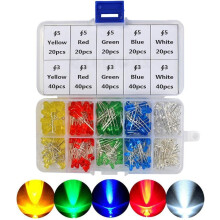 Transparent, klar LED, assorterede klare LED-dioder med modstande inkluderet, ideel til elektroniske eksperimenter og gør-det-selv-elektronik