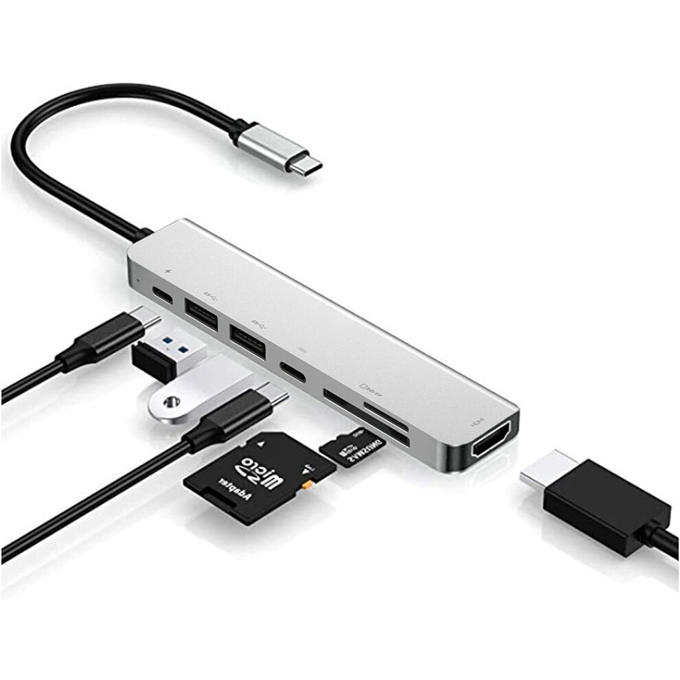 4K Uhd Video Output Adaptor, High Speed Data Transfer With Usb3.0, Card Reader Slot, And Type C Pd-In For Macbook Pro, Ipad Pro, And More Type C 9128293555753