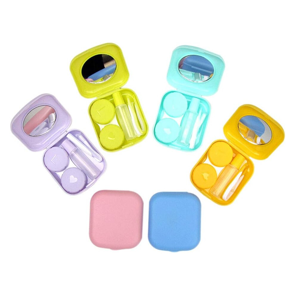 Easy Carry Mirror Container Holder, Durable and Colorful Contact Lens Case Kit, Recommended Replacement Every 2 Months for Hygiene