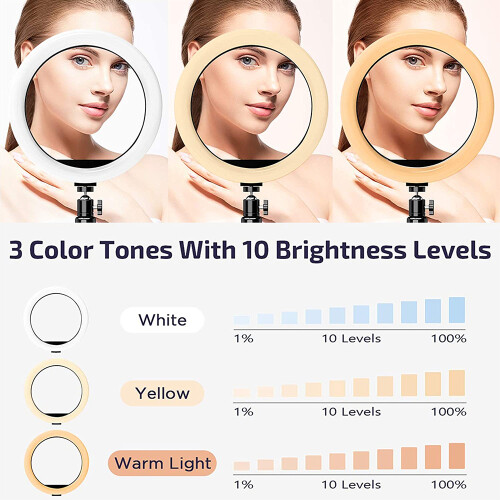 Συμπαγές φωτιστικό γραφείου Selfie Ring, φωτιστικό LED Ring με πτυσσόμενη βάση και 2