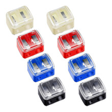 Manual makeup pencil sharpener with two holes, plastic lipstick sharpener, cosmetics, eyeliner, pencil sharpener with removable covers, 8 pieces.