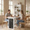 Homcom HOMCOM Folding Convertible Desk with Blackboard and Bookshelf, White 9