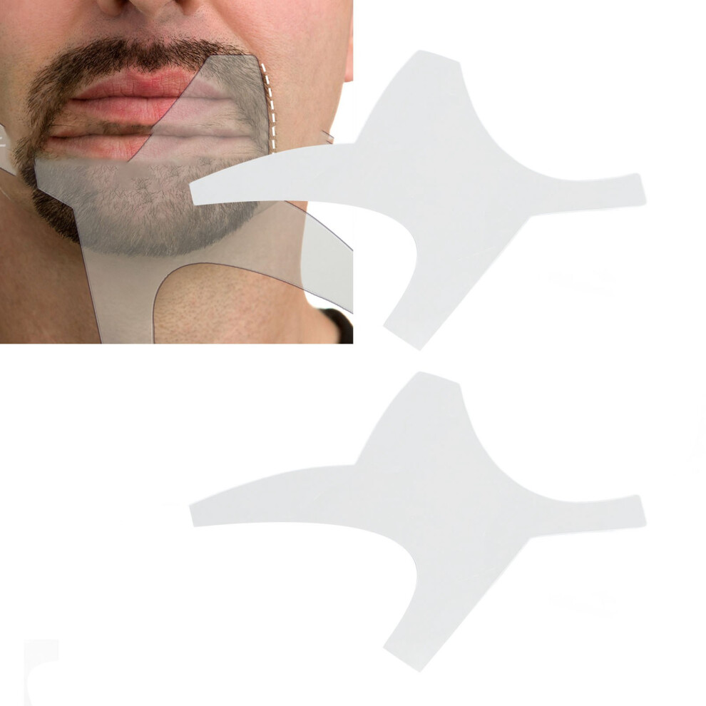 2 Set Beard Shaper & Mustache Stencil Kit, ABS, Transparent