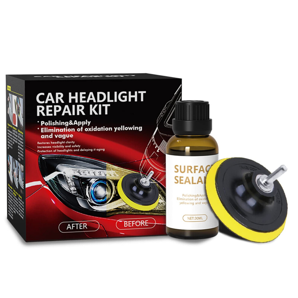 Car Headlight Restoration Kit Remove Oxidation Yellowing Scratches Restore Clarity With 30Ml Agent And 60Ml Polishing Wax 9426802425413