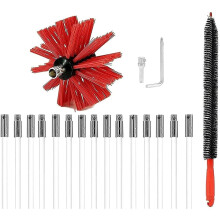 Chimney Sweep Kit with 15 Flexible 610mm Rods and Nylon Brush for Fireplace and Dryer Vent