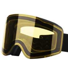 Ski Goggles Anti-Fog Black Frame Yellow Lens for Snowboarding Outdoor Sports Size L