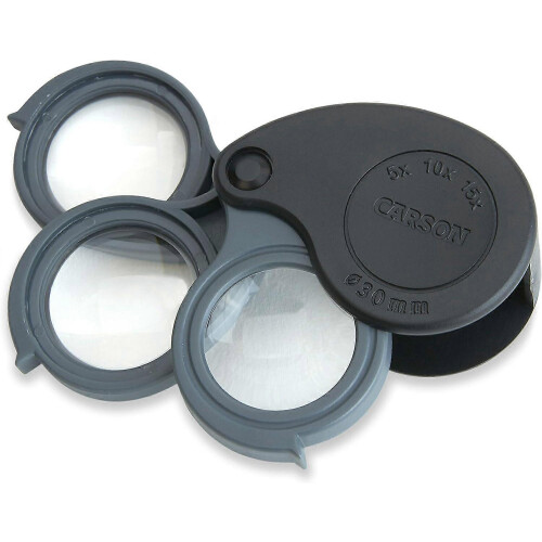 (As show, One size) Loupe pliante Carson 10x TriView avec tui intgr 1