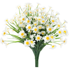 Bouquet di fiori selvatici in seta per decorazione di vasi floreali, margherite artificiali resistenti ai raggi UV, 6 crisantemi finti da esterno a