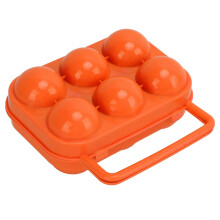 Egg Carton 6 Pack, ABS Plastic Grid, Orange, Half Dozen Egg Storage
