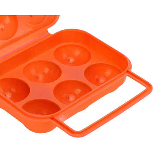 Egg Carton 6 Pack, ABS Plastic Grid, Orange, Half Dozen Egg Storage 2