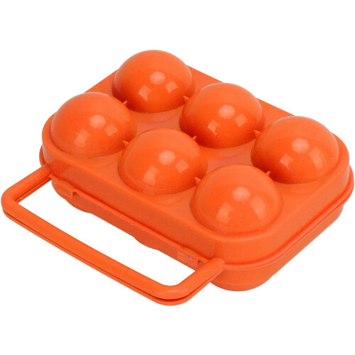 Egg Carton 6 Pack, ABS Plastic Grid, Orange, Half Dozen Egg Storage 1