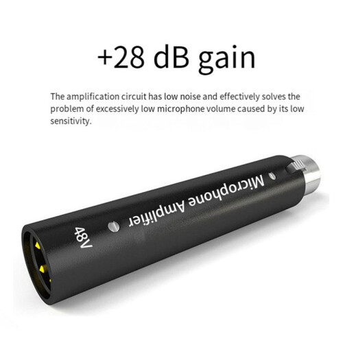 48V Wired Microphone Amplifier Dynamic Microphone Plug and  Preamplifier Stage Speech 28DB High Gain 2
