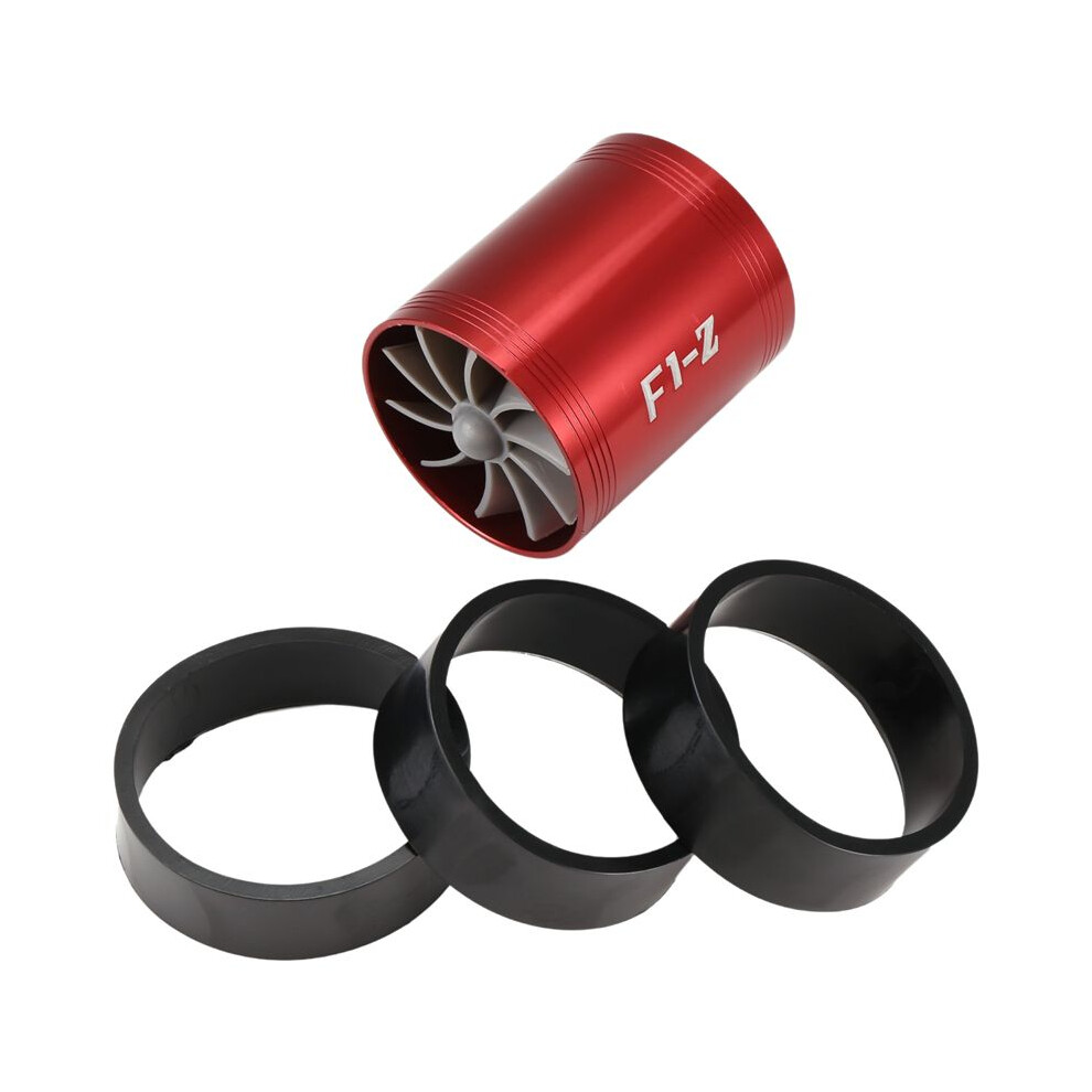 Double Turbine Turbo Charger Air Intake Gas Fuel Saver Fan For Car (Red) Red 6033840992901