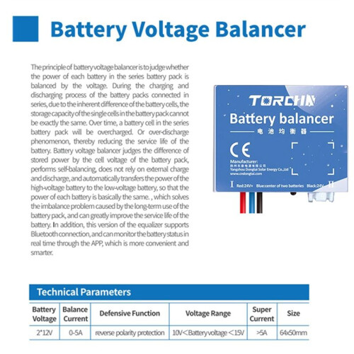 TORCHN Improve Battery Lifespan and Performance in Solar System Minimize Overcharging and Undercharging Solar Battery Equalizer 2