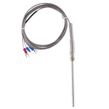 Steel Temperature Probe Pt100 RTD Sensor Cable 2M 98 mm 3 Wires -50 ~ 400 Celsius
