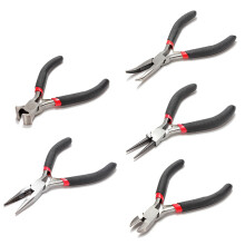 5Pcs Jewellery Pliers Tools Kit Cutter Chain Round Bent Nose Beading Making
