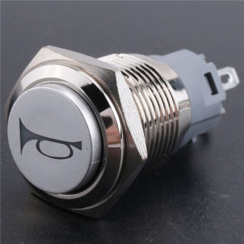 12V 16mm Car LED Light Momentary Horn Button Metal  Push Button 2