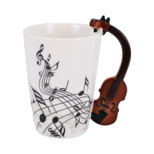 novelty Violin handle ceramic cup free spectrum coffee milk tea cup personality mug unique musical instrument gift cup