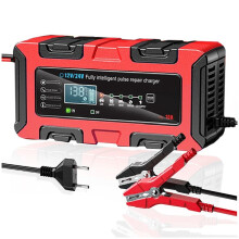 10A 12V/24V Car Battery Charger Maintainer Electric Motorcycles Charger for Lead-Acid AGM GEL Batteries EU Plug