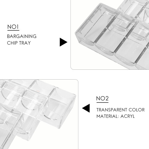 10 Stuks Professionele Acryl Pokerchips 100 Chiptrays (Zonder Deksel) 1
