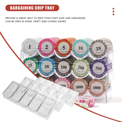 10pcs professional acrylic poker chips 100 chip trays (without cover) 1