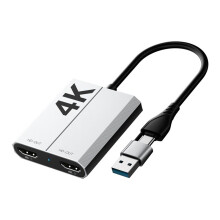 USB3.0 Type-C to Dual -Compatible Cable Extender Dual Screen Different Display Same Display HD Video 4K/60HZ
