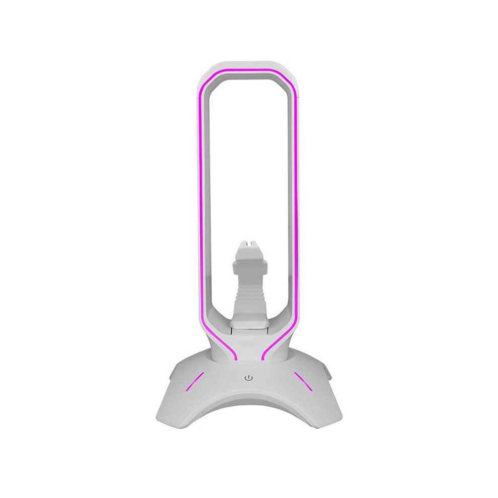 Rgb Gaming Headphone Stand With Mouse Bungee Cord Holder Over-Ear Headset Holder Headphone Shelf For Desk Display White 6032267600499
