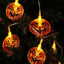 Guirlande lumineuse solaire d'Halloween, lumières citrouille orange chaud rechargeables avec capteur de lumière, décoration intérieure et