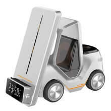 T20 5 in 1 Wireless Charging Stand,15W Fast Charging Station with Alarm and Ambient Light,for Phone,SmartWatch White