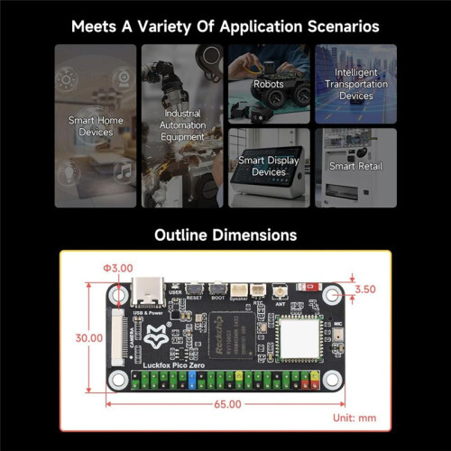 Luckfox  Zero Linux Micro-Development Board, Based  Luckfox RV1106G3 Chip, 1 TOPS, 8GB EMMC, with Wireless 1