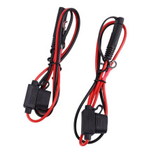 Foxsur 2-Delige Motorfietsacculader Sae-Oplaadkabel Sae Quick Disconnect-Stekker Naar 12V-Ringterminalzekering