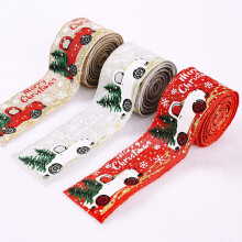 Elegant Christmas Ribbon For Versatile Holiday Decor, Festive Design With Wired Edge For Easy Shaping, Vintage Style Perfect For Diy Crafts And Gift