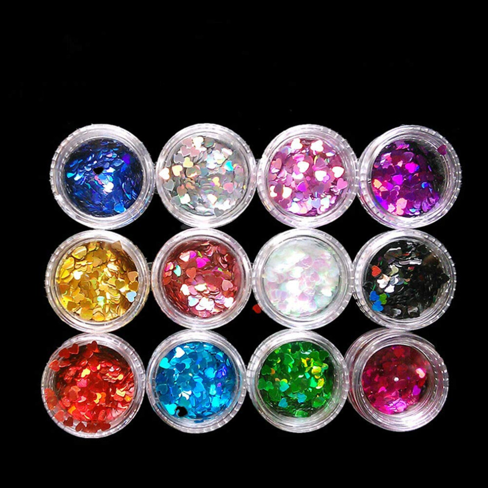 Long-lasting Glitter Effect, Quality Plastic Powder Holographic Chunky Glitter, Heart Shaped Paillette Tips For Wide Application Makeup