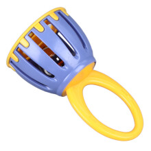 Handled Cage Bell Babies Rattle Orff Instrument Yellow & Purple Plastic Toy