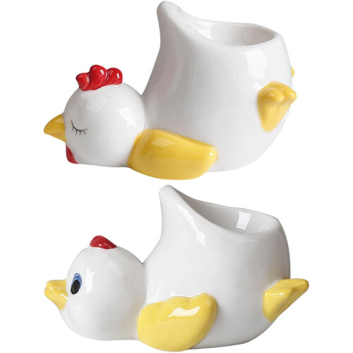 Ceramic Egg Holder for Breakfast Table with Handmade Porcelain Chicken Design Kitchen Decor 2