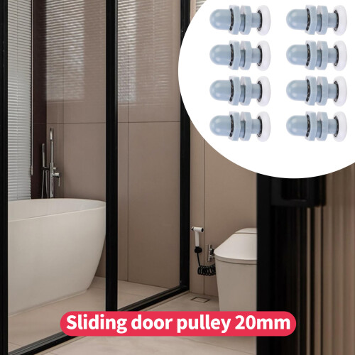 Pack of 8 Sturdy Plastic 20mm Bathroom Door Rollers-White 2