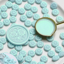 100 Pieces Flower Wax Seal Beads Colorful Wax Seal Beads for Wax Seal Stamps Wedding Invitations Christmas Gift Wrapping Clear Water Blue