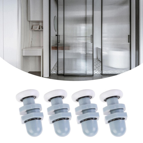 Pack of 8 Sturdy Plastic 20mm Bathroom Door Rollers-White 1