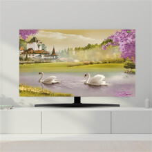 TV Dust Cover with Modern Print, Universal Elastic Fit 5860 Inch, Breathable HalfBack Design