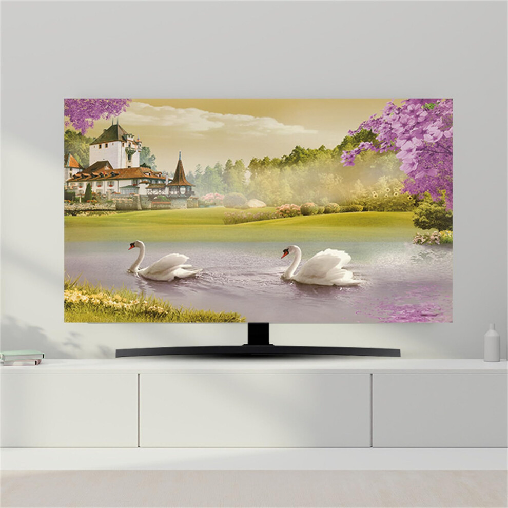 Tv Dust Cover With Modern Print, Universal Elastic Fit 5860 Inch, Breathable Halfback Design 9382693579287