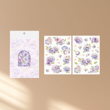 Lila Blumenaufkleber 2 Bögen Wasserdichtes PET für Scrapbooking DIY Basteln