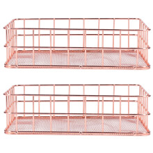 Metal Basket with Premium Craftsmanship, Sturdy Iron Rust Resistant Anti-Corrosive Desktop Holder Tray Efficient Storage Solution Wire Mesh Organizer