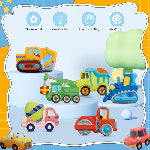 Cars Plaster Casting Set, 6 Patterns Craft Set, Gift for Boys 2