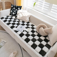 Black Seam Plaid Square Pet Mat Bed Couch Cover 45x45 Cm (17.7x17.7 In)