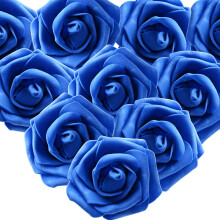 Reusable Navy Blue Artificial Flowers, Realistic Roses for Floral Decorations, Latex Foam Quality Material, 50PCS
