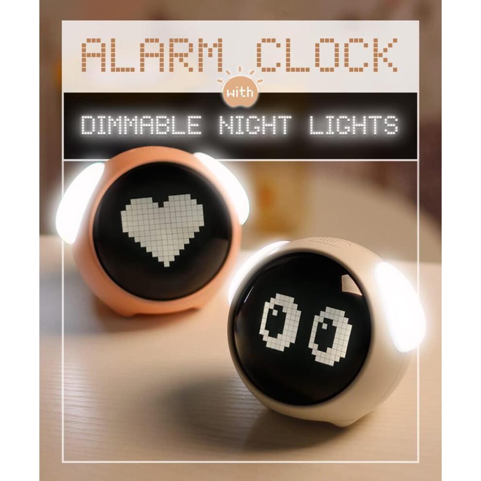 Smart Emoji Clock, Kids Alarm Clock with Dual Alarm Setting & Adjustable Brightness Night Light, Voice-Activated Wake-Up Companion for Toddlers,