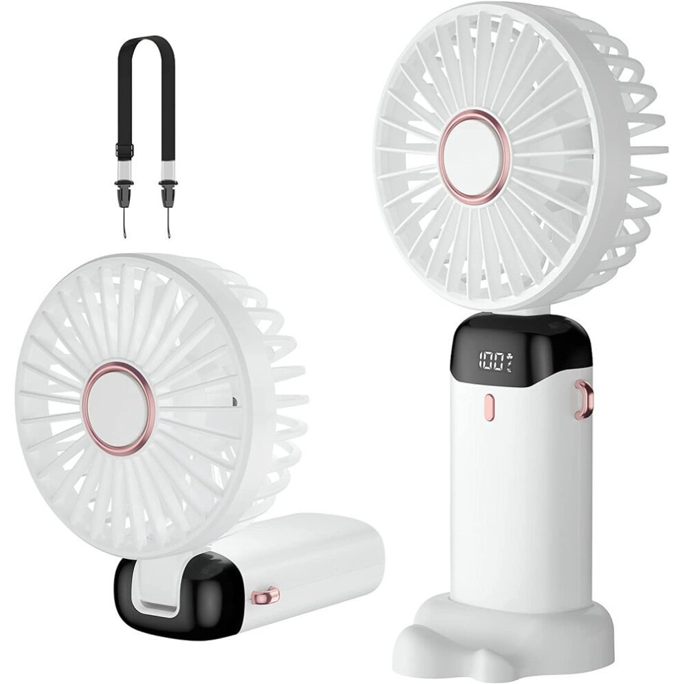 Versatile Cooler, Battery Operated Portable Handheld Fan, Digital Display, Foldable Desk Fan, Rechargeable 4000Mah Battery, Quiet Usb Rechargeable, 9128293717038