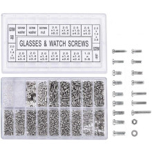 Kit de ferramentas para reparo de relógios, 1000 peças de micro parafusos de aço inoxidável e plástico para reparo de óculos, conjunto