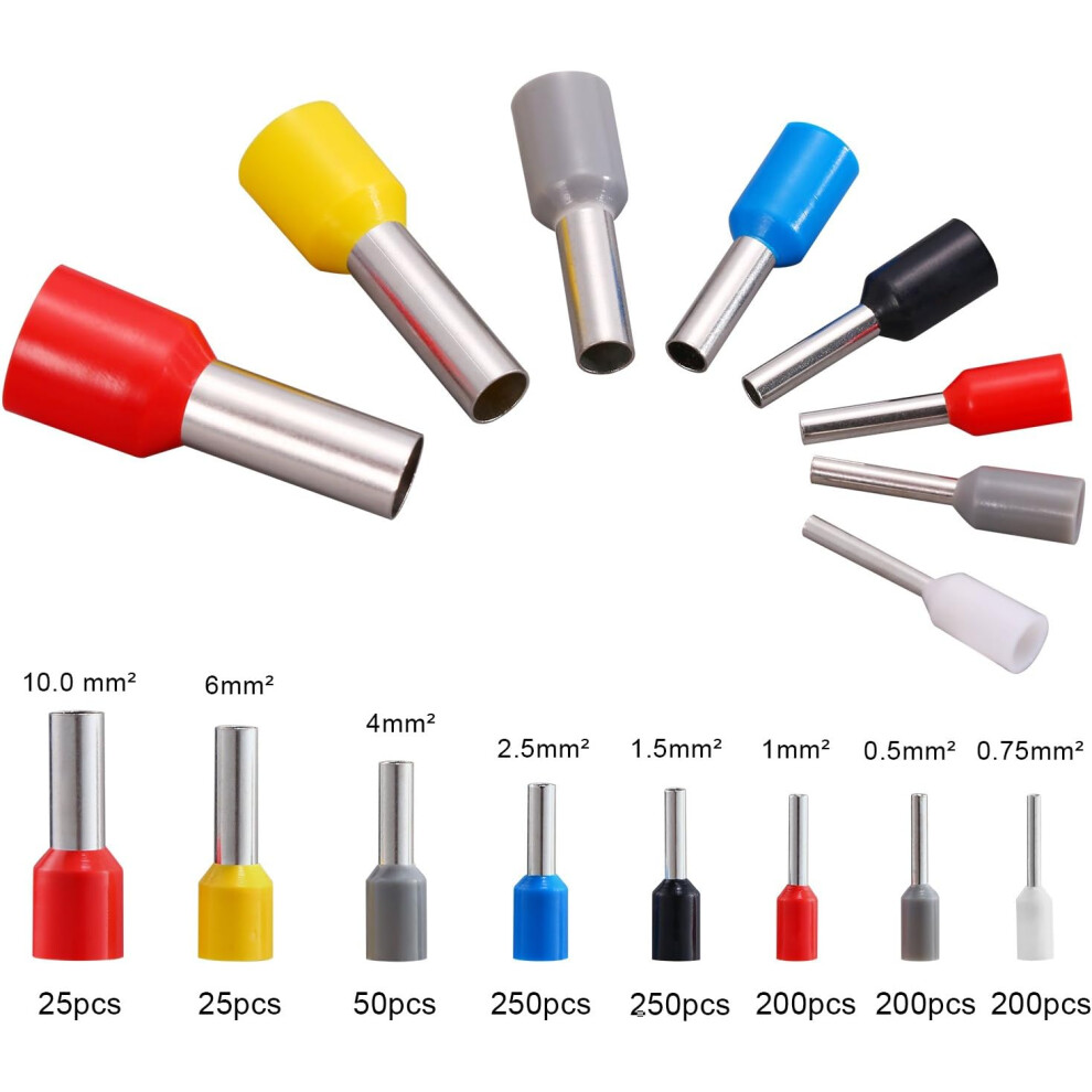 Wire Copper Crimp Connector Kit, Insulated Ferrule Pin Cord End Terminal Set For Reliable Electrical Connections 9405630132069